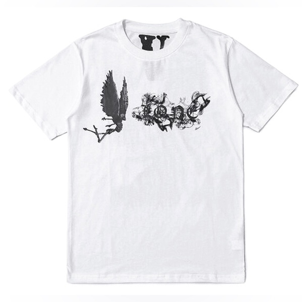 EUC Men’s Size Small VLONE Smoke Demon Angle Cotton Tee In White/Black